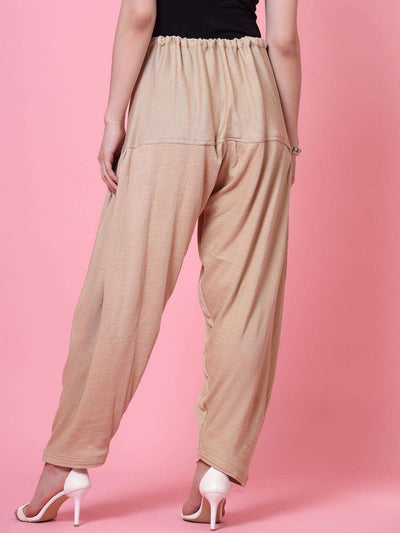 Red & Fawn Solid Woollen Salwar Pack with drawstring closure.