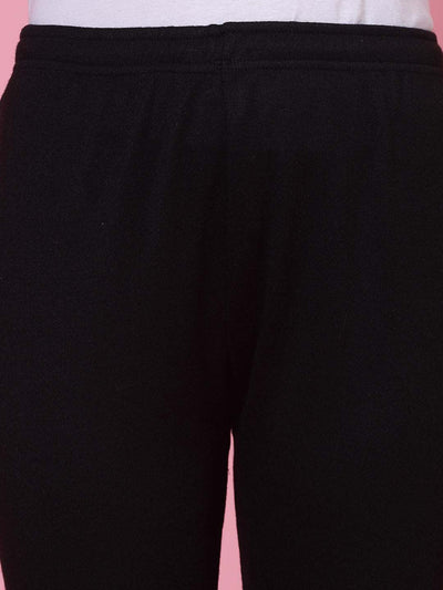 Black & Light Fawn Solid Woollen Leggings Pack with elasticated waistband and drawstring closure.