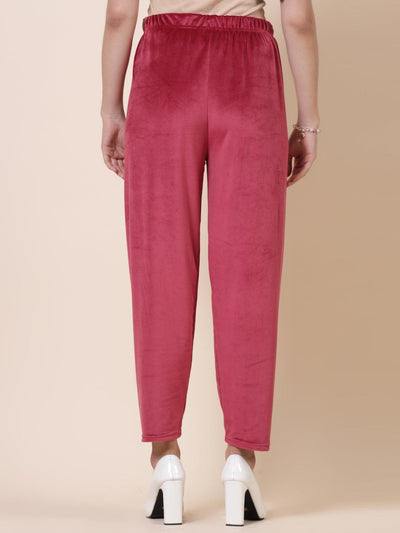 Fawn & Maroon Solid Velvet Palazzo with elastic waistband, slip-on closure, pack of 2.