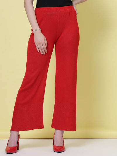 Navy Blue & Red Solid Woollen Palazzo Pack with elasticated waistband displayed.