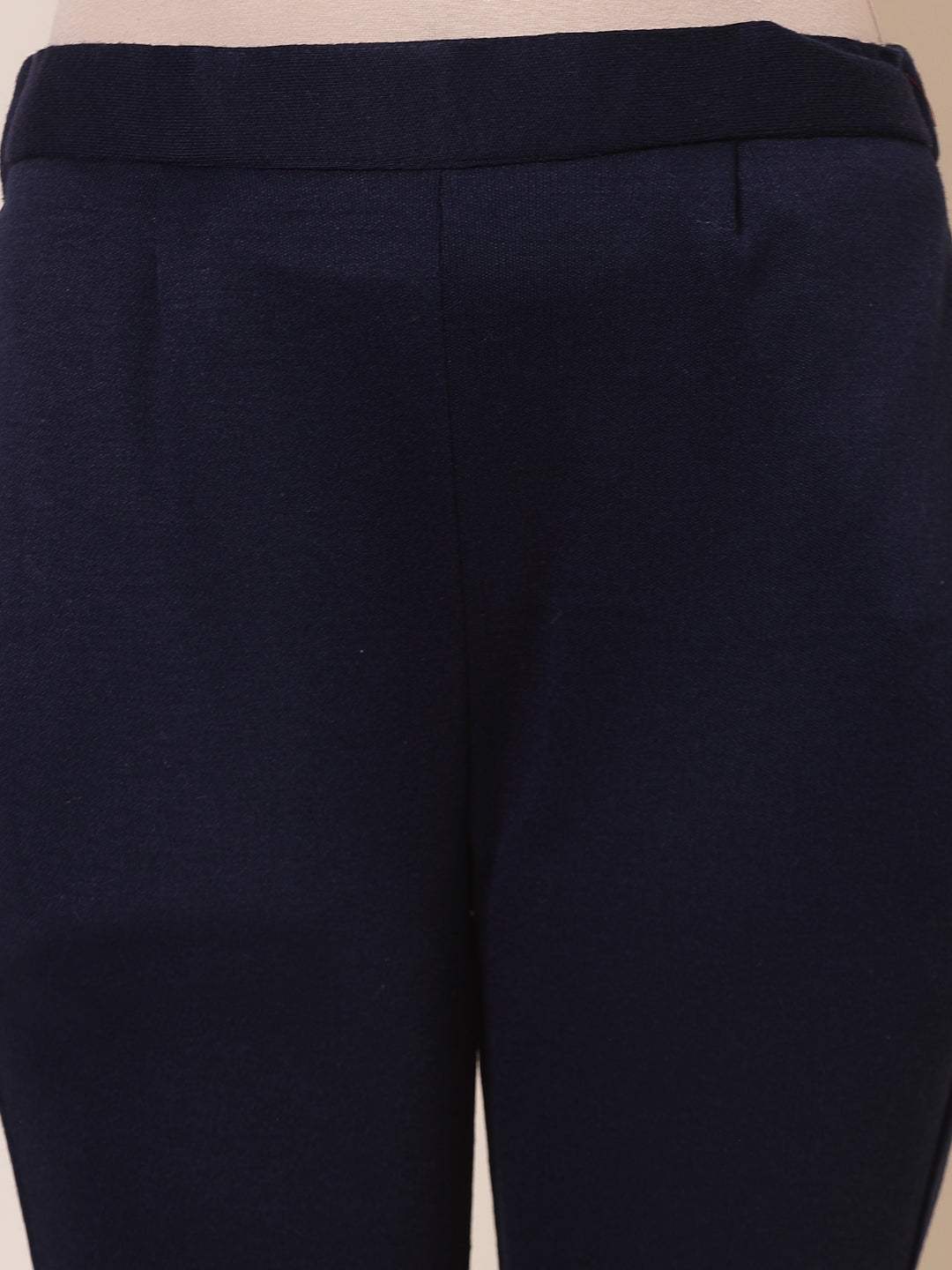 White & Navy Blue Solid Woollen Trouser (Pack of 2)