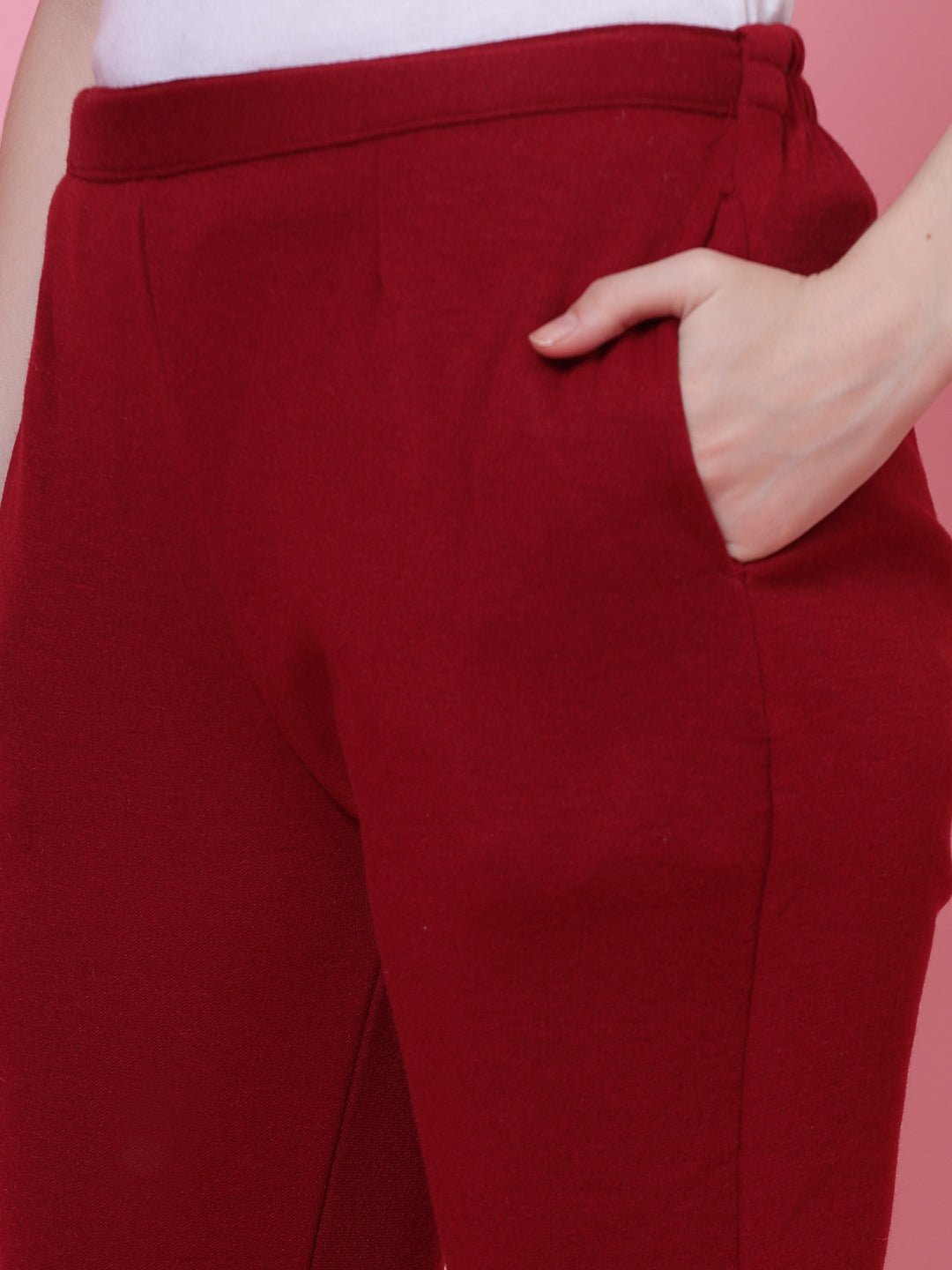 Maroon & Light Fawn Solid Woollen Trouser (Pack of 2)