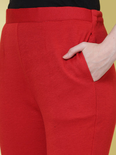 Red & Light Fawn Solid Woollen Trouser (Pack of 2)