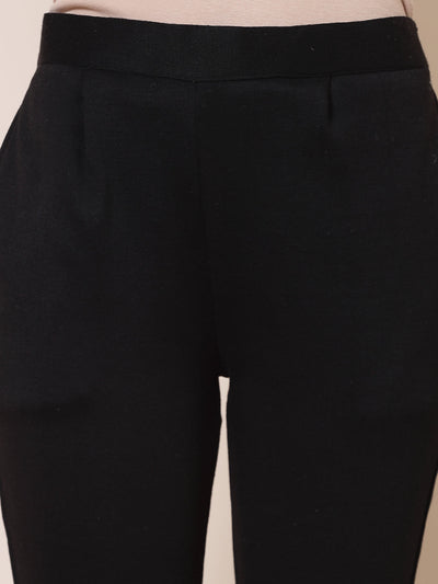 Magenta & Black Solid Woollen Trouser (Pack of 2)