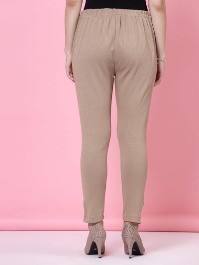 Magenta & Dark Fawn Solid Woollen Trouser Pack with elasticated waistband and side pockets.