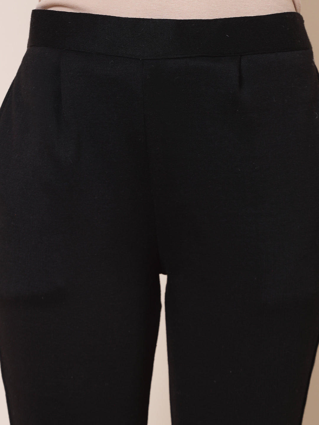 Black & Dark Fawn Solid Woollen Trouser (Pack of 2)
