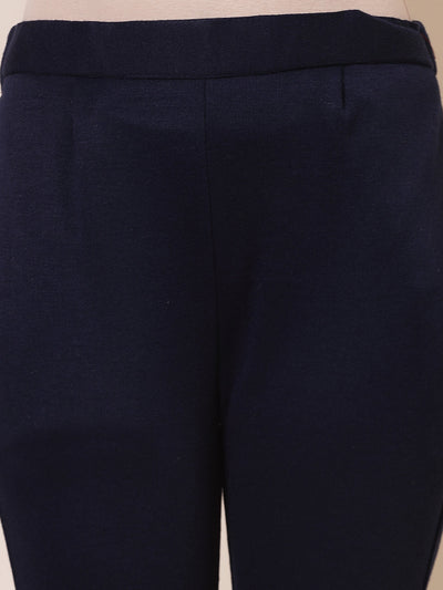 Black & Navy Blue Solid Woollen Trouser (Pack of 2)
