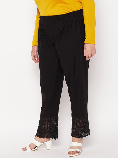 Black Solid Lace Palazzo