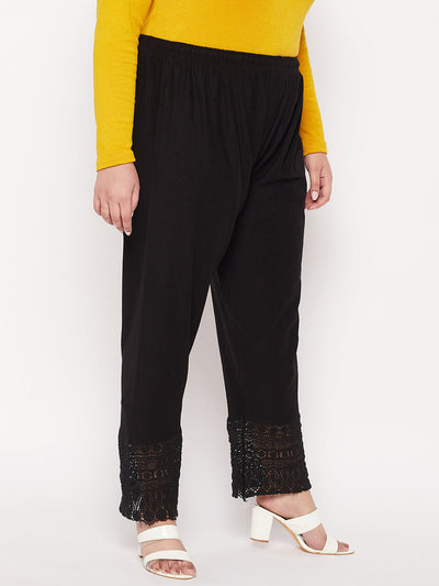 Black Solid Lace Palazzo