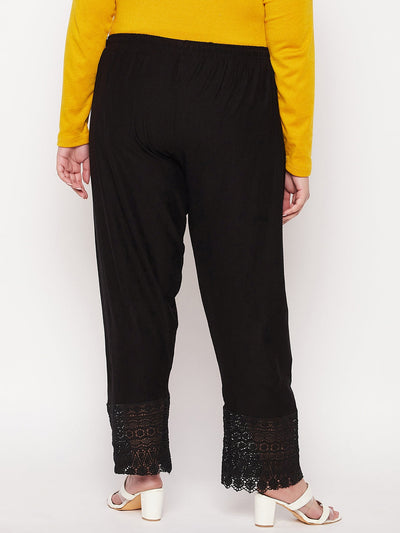 Black Solid Lace Palazzo