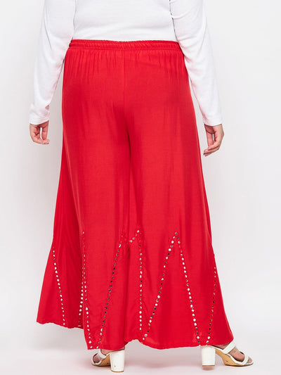 Red Mirror Work Rayon Sharara