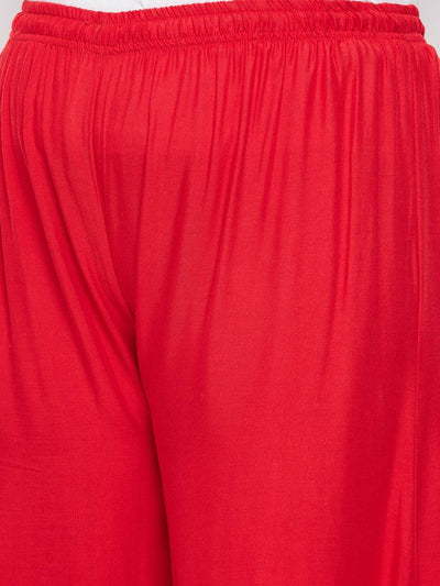 Red Mirror Work Rayon Sharara