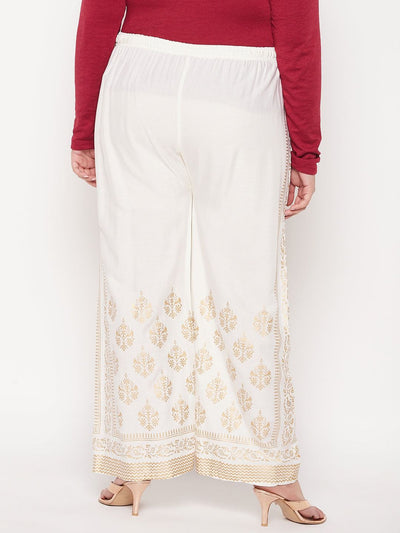 Cream Printed Rayon Palazzo
