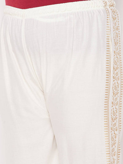 Cream Printed Rayon Palazzo