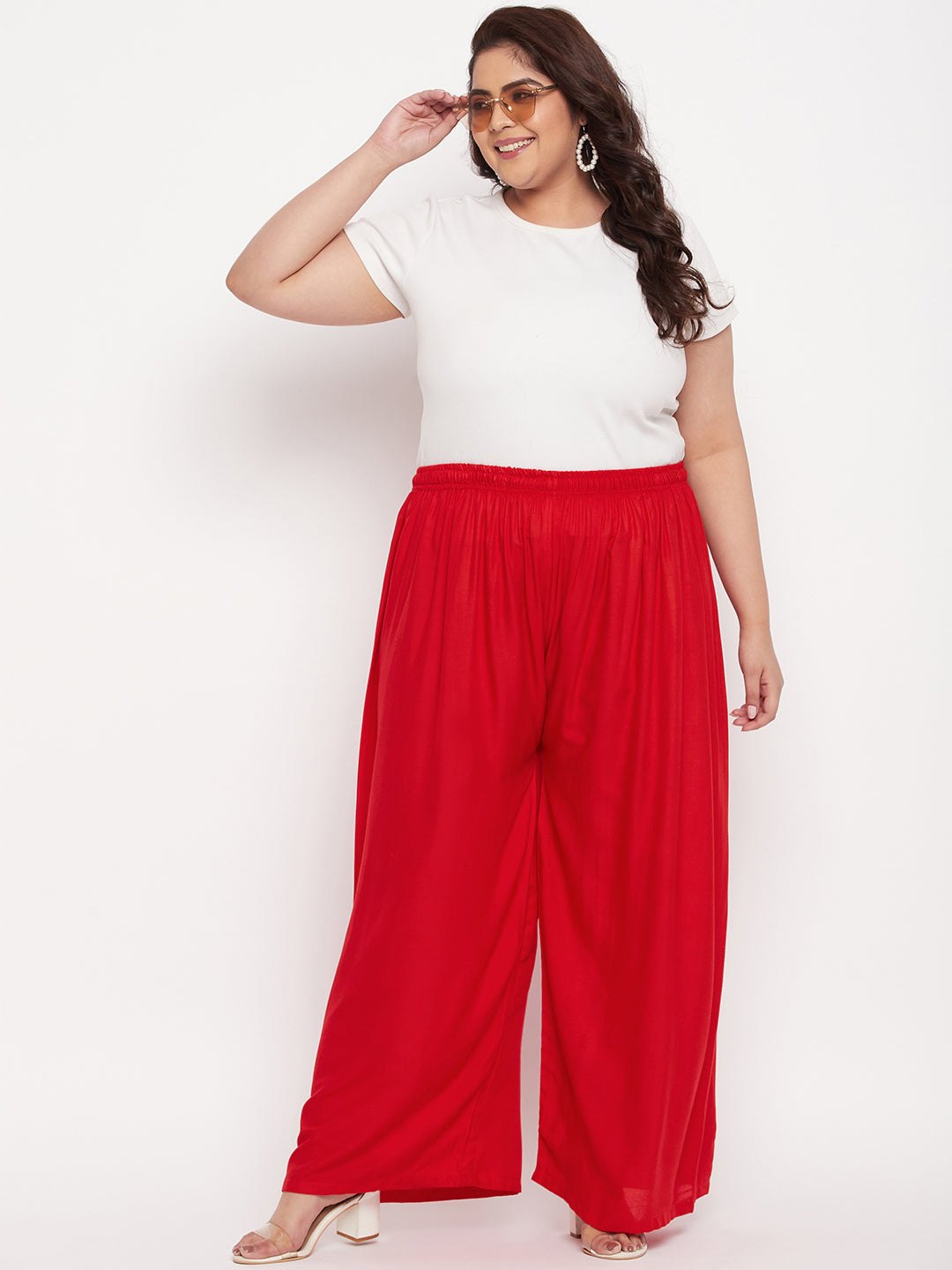 Red Solid Rayon Palazzo