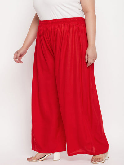 Red Solid Rayon Palazzo