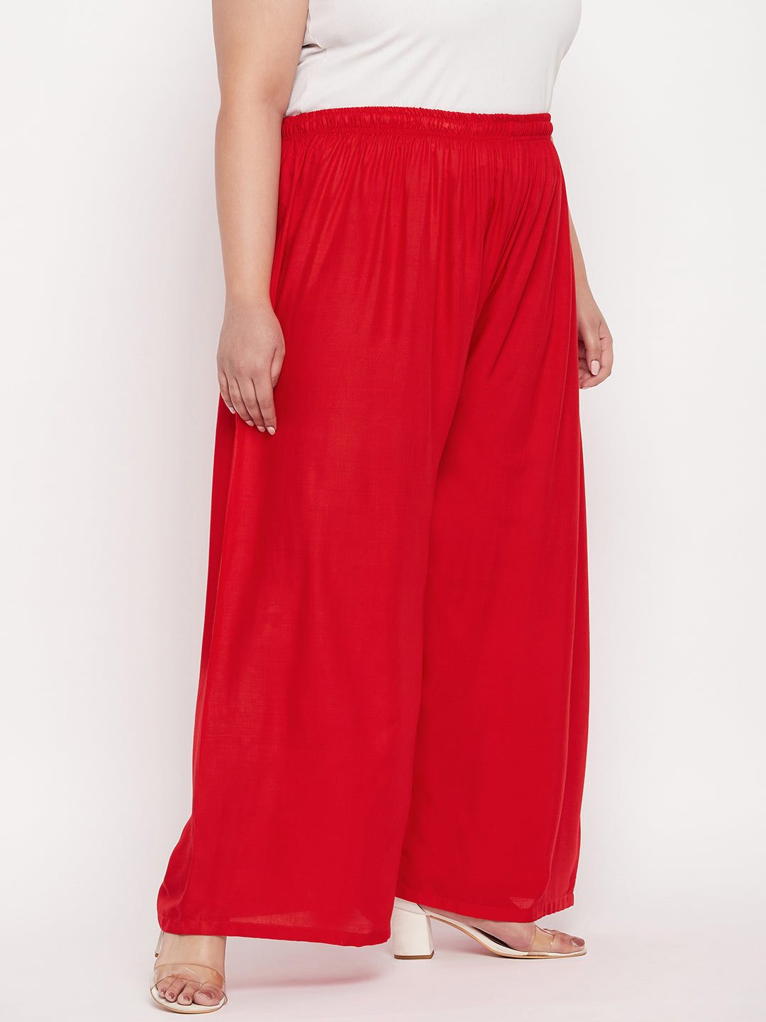 Red Solid Rayon Palazzo