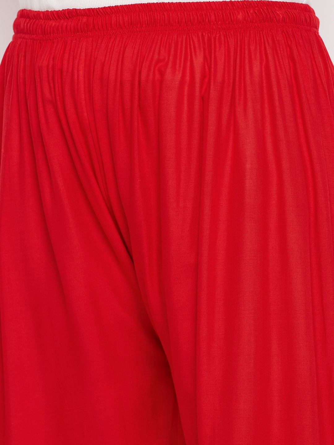 Red Solid Rayon Palazzo