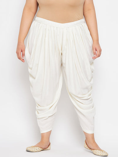 Off-White Solid Rayon Dhoti Salwar