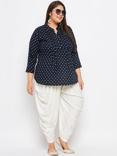 Off-White Solid Rayon Dhoti Salwar