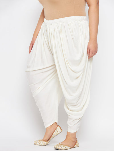 Off-White Solid Rayon Dhoti Salwar