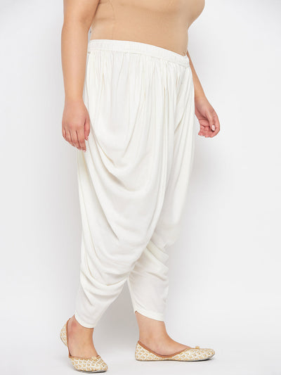 Off-White Solid Rayon Dhoti Salwar