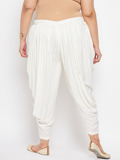 Off-White Solid Rayon Dhoti Salwar
