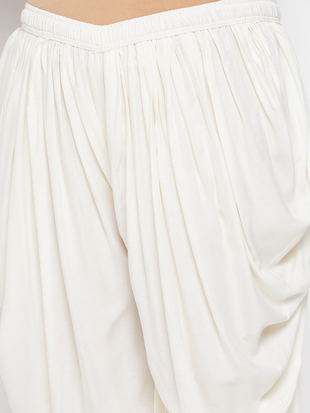 Off-White Solid Rayon Dhoti Salwar