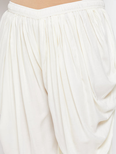 Off-White Solid Rayon Dhoti Salwar