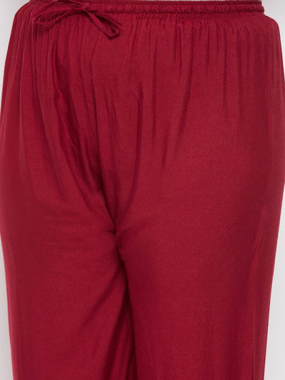 Maroon Hem Design Straight Palazzo