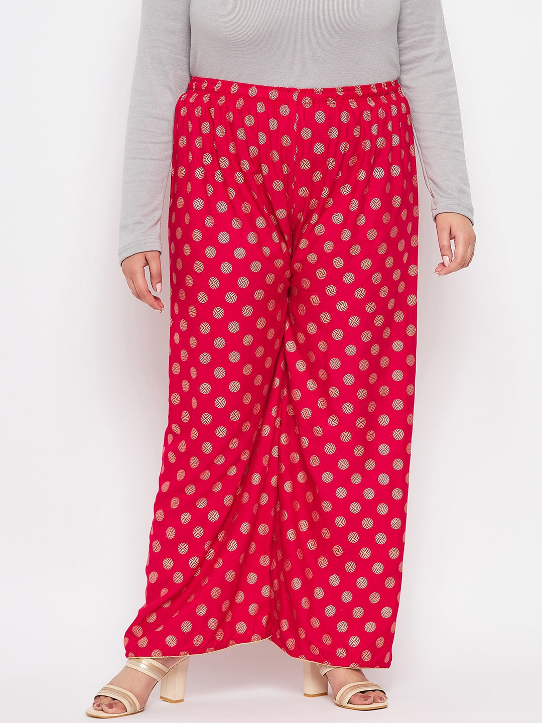 Magenta Polka Dot Printed Palazzo