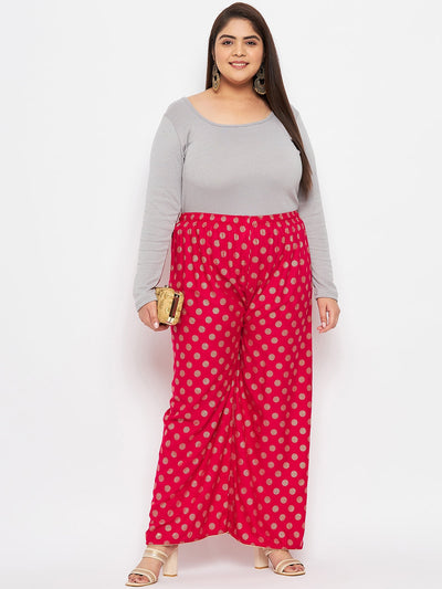 Magenta Polka Dot Printed Palazzo