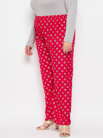 Magenta Polka Dot Printed Palazzo