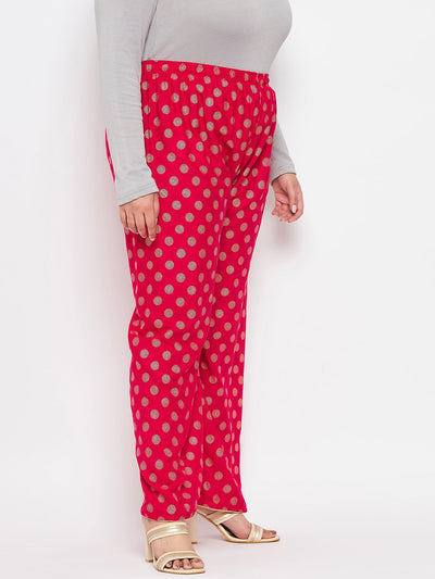 Magenta Polka Dot Printed Palazzo