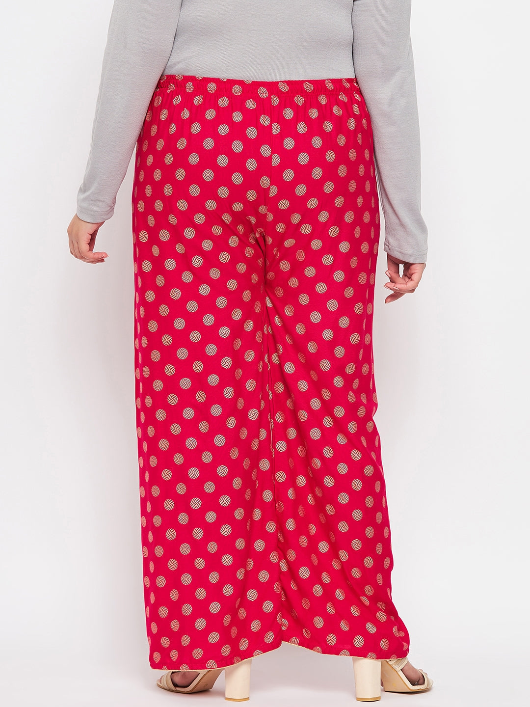 Magenta Polka Dot Printed Palazzo