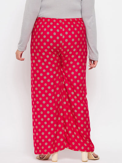 Magenta Polka Dot Printed Palazzo