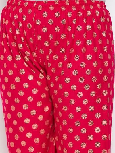 Magenta Polka Dot Printed Palazzo