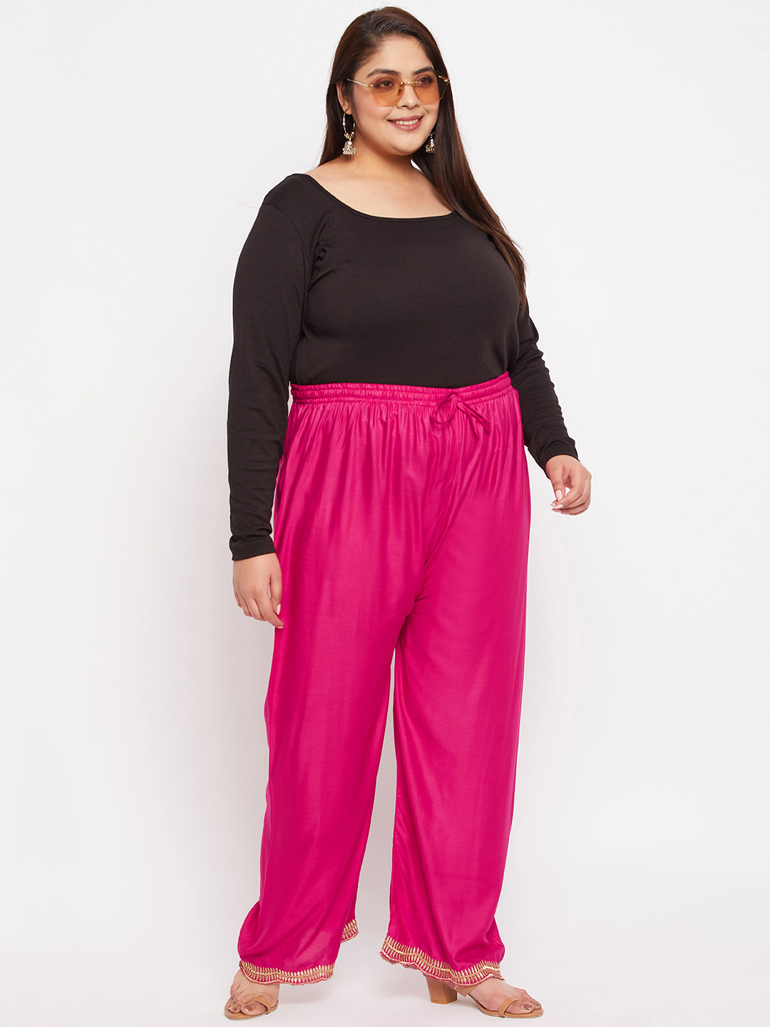 Magenta Hem Design Straight Palazzo