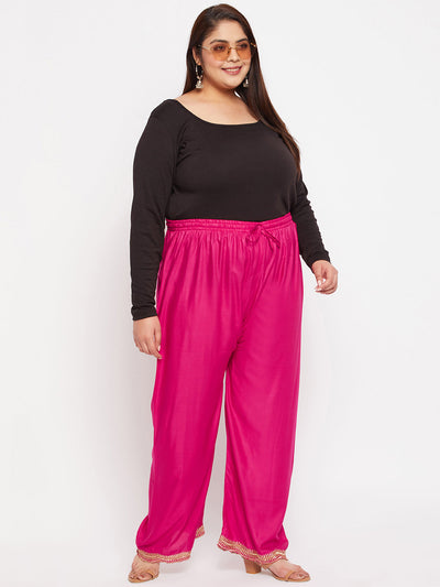 Magenta Hem Design Straight Palazzo