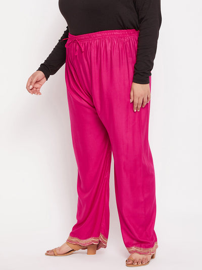 Magenta Hem Design Straight Palazzo