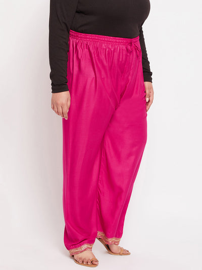 Magenta Hem Design Straight Palazzo