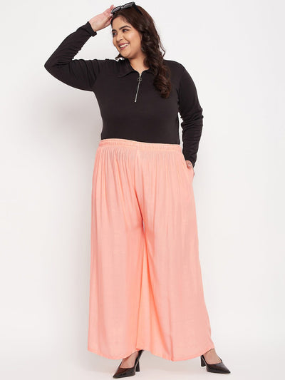 Peach Solid Rayon Jumbo Sharara