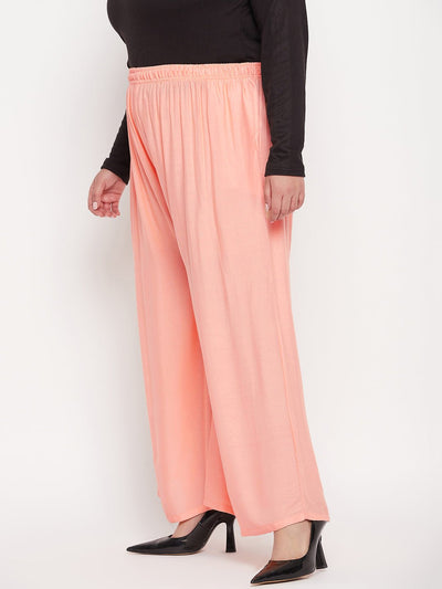 Peach Solid Rayon Jumbo Sharara