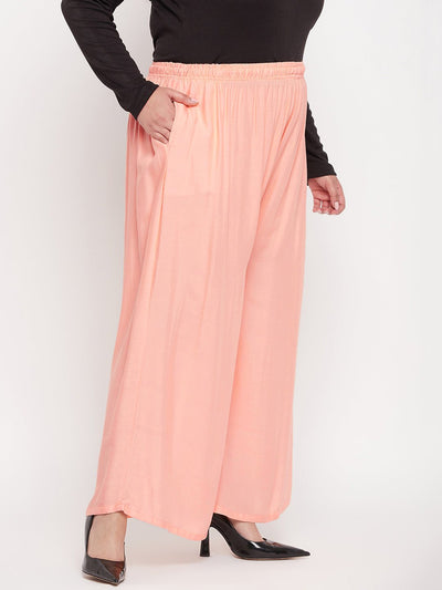 Peach Solid Rayon Jumbo Sharara
