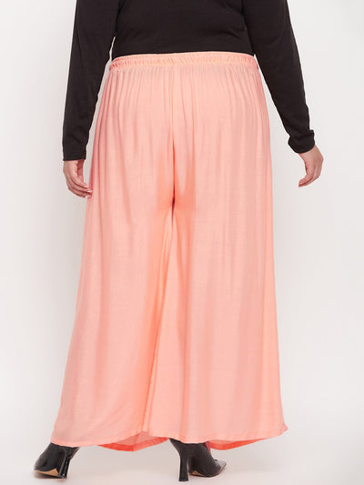 Peach Solid Rayon Jumbo Sharara