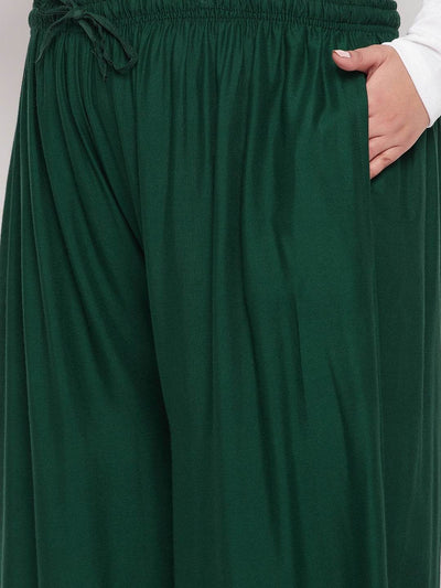 Bottle Green Solid Rayon Jumbo Sharara