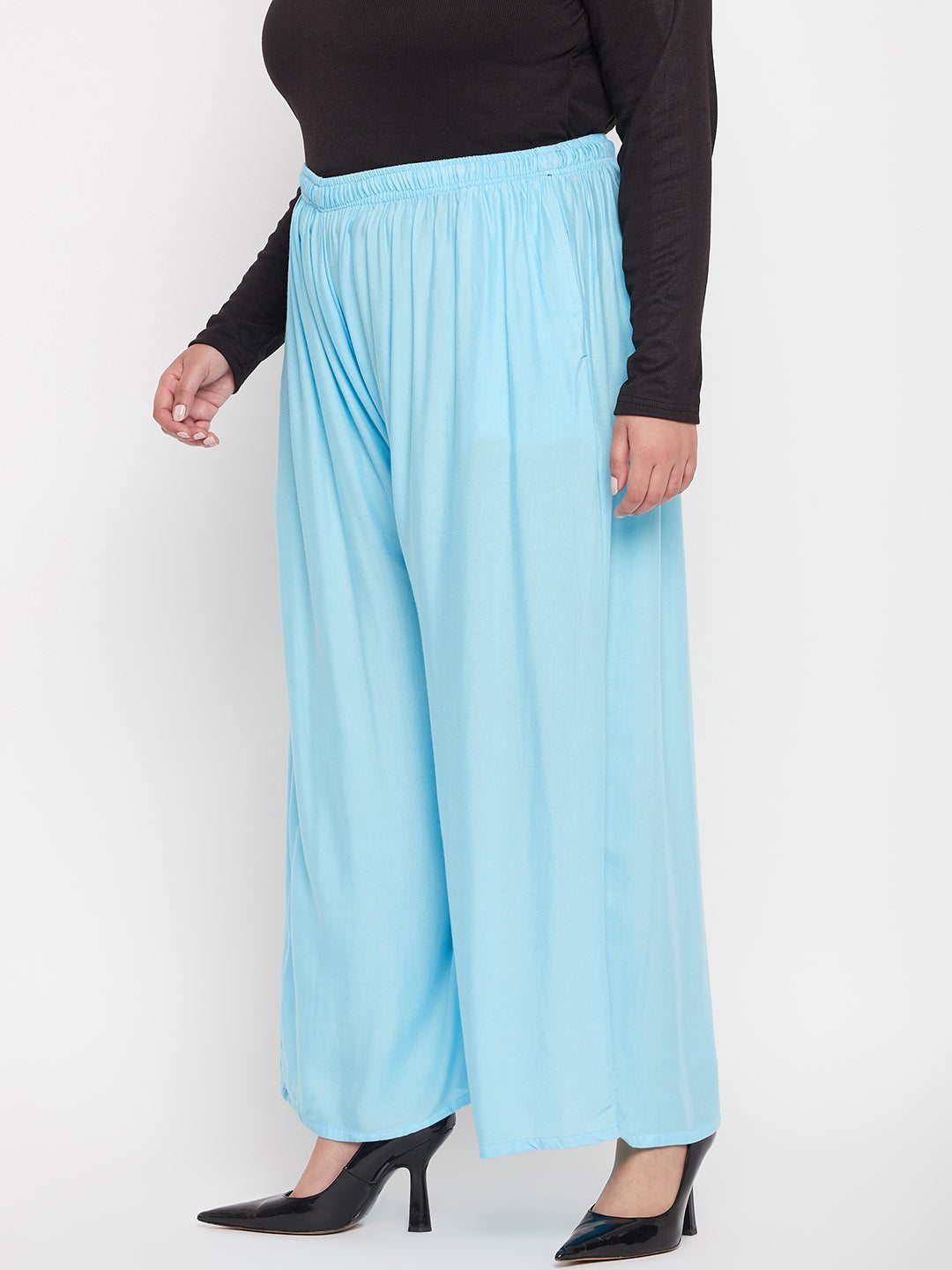 Sky Blue Solid Rayon Jumbo Sharara