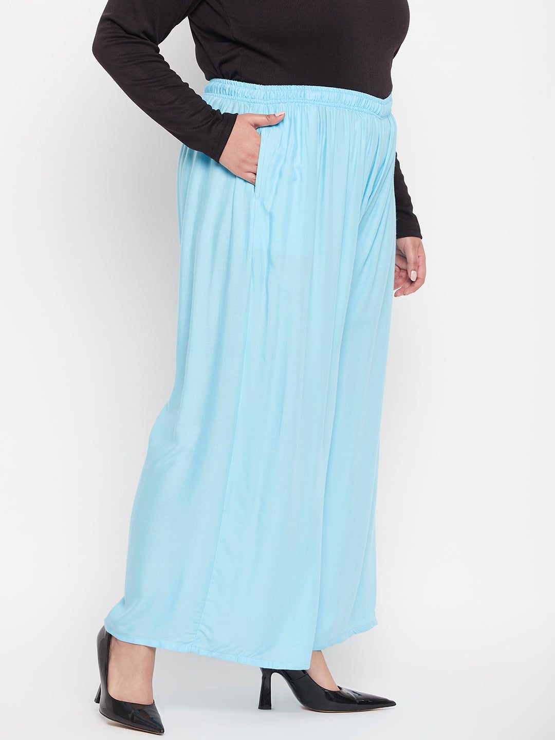 Sky Blue Solid Rayon Jumbo Sharara