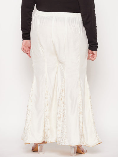 Cream Printed Rayon Flared Sharara