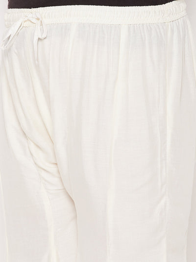Cream Printed Rayon Flared Sharara